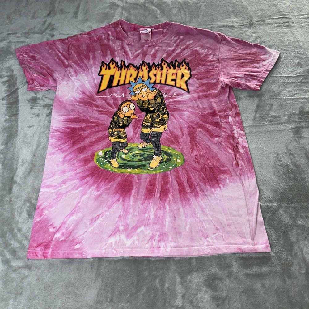 Thrasher Magazine  T Shirt Mens Sz M Pink & White Tie Dye